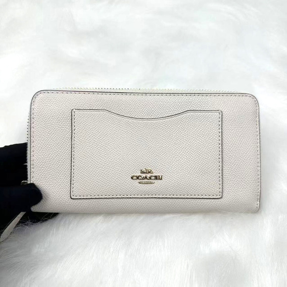 Coach Long Accordion Zip-around Wallet In Crossgrain Leather/Chalk F54007 NWT - Picture 1 of 5